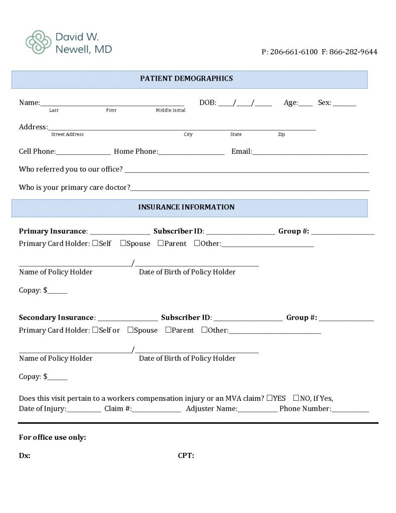 Patient Intake Form Template Free